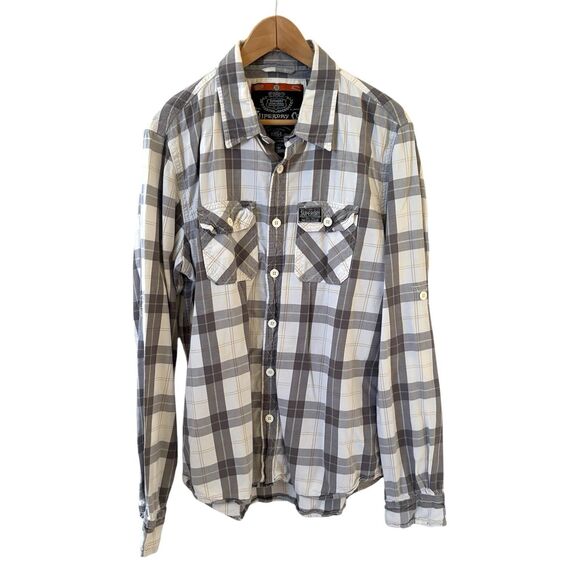 Superdry‎ Mens Plaid Rivet Strength Garment XXL White Plaid Outdoors Nature Dad - Picture 1 of 9